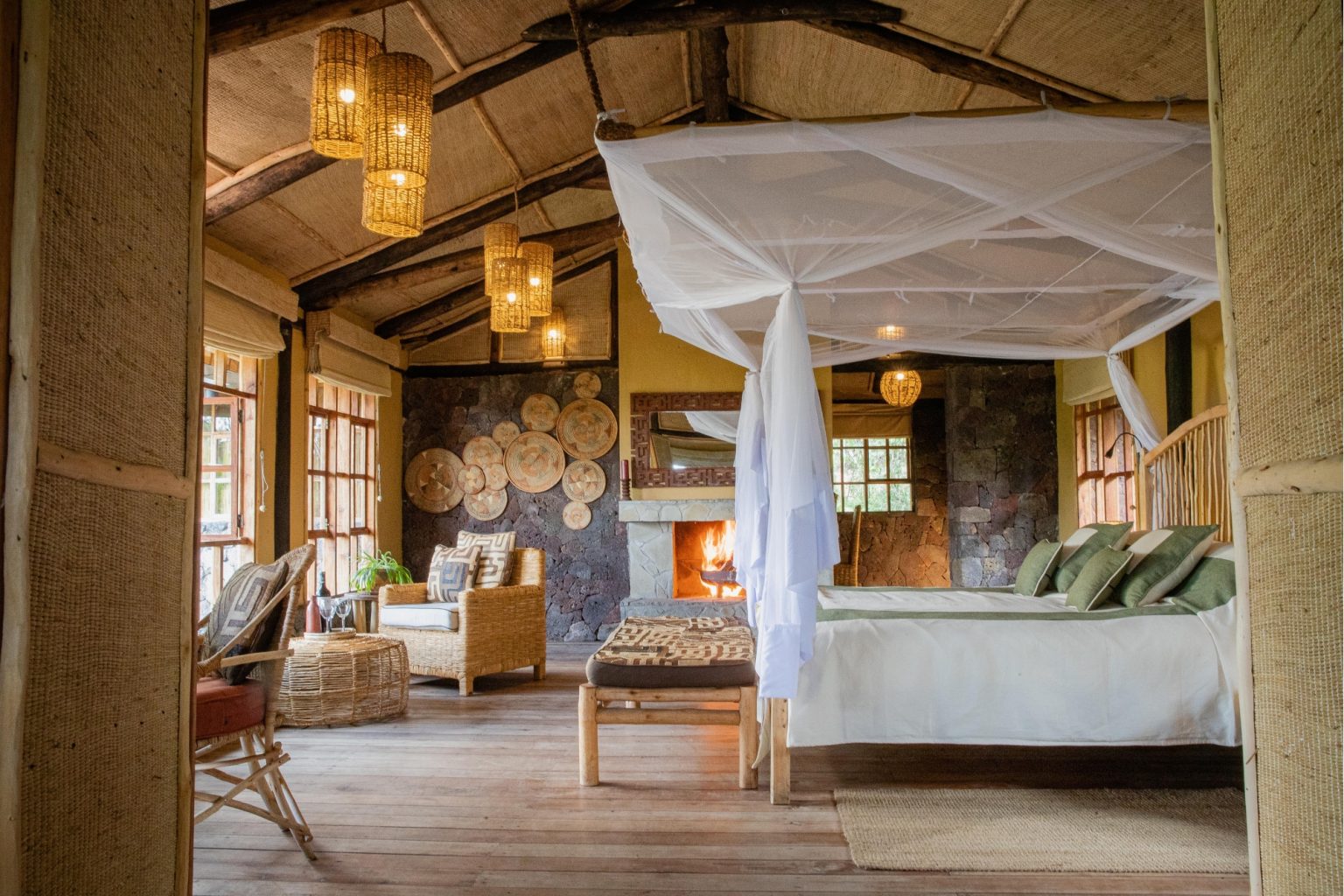 Bedroom interior at Mount Gahinga Lodge, Uganda