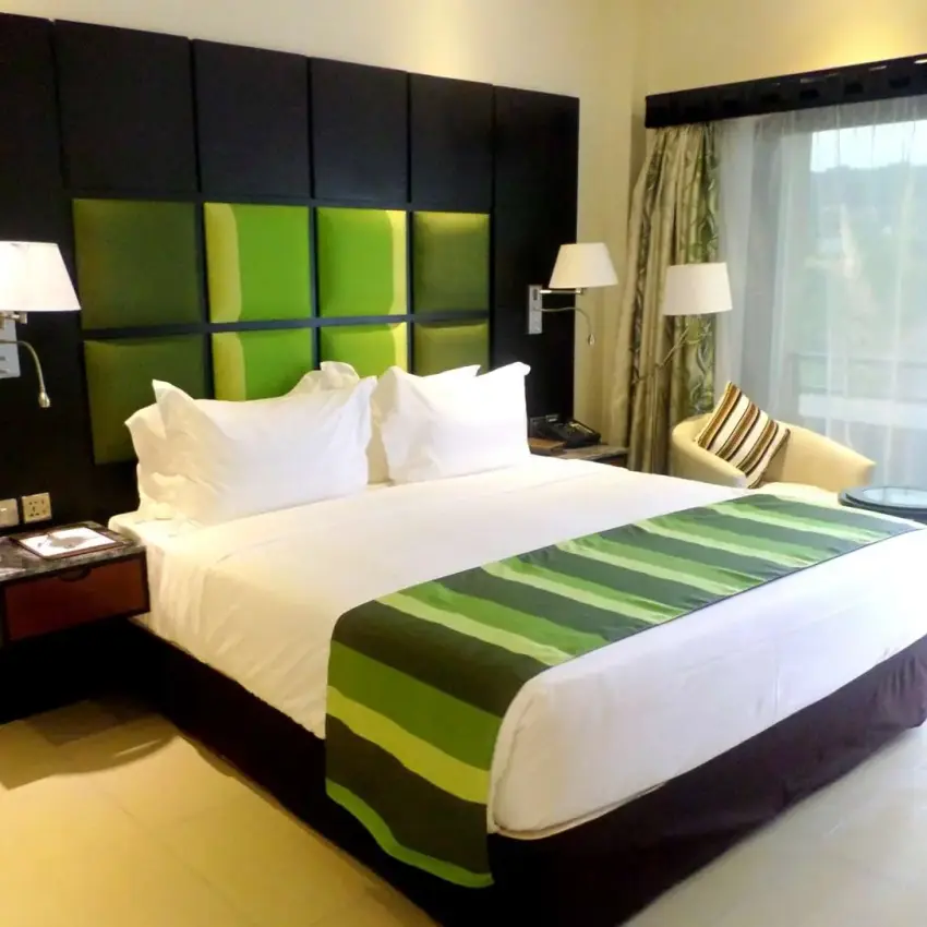 Modern hotel bedroom with green and black headboard design, Best Western Premier Garden Hotel Entebbe, Entebbe and Kampala, Uganda