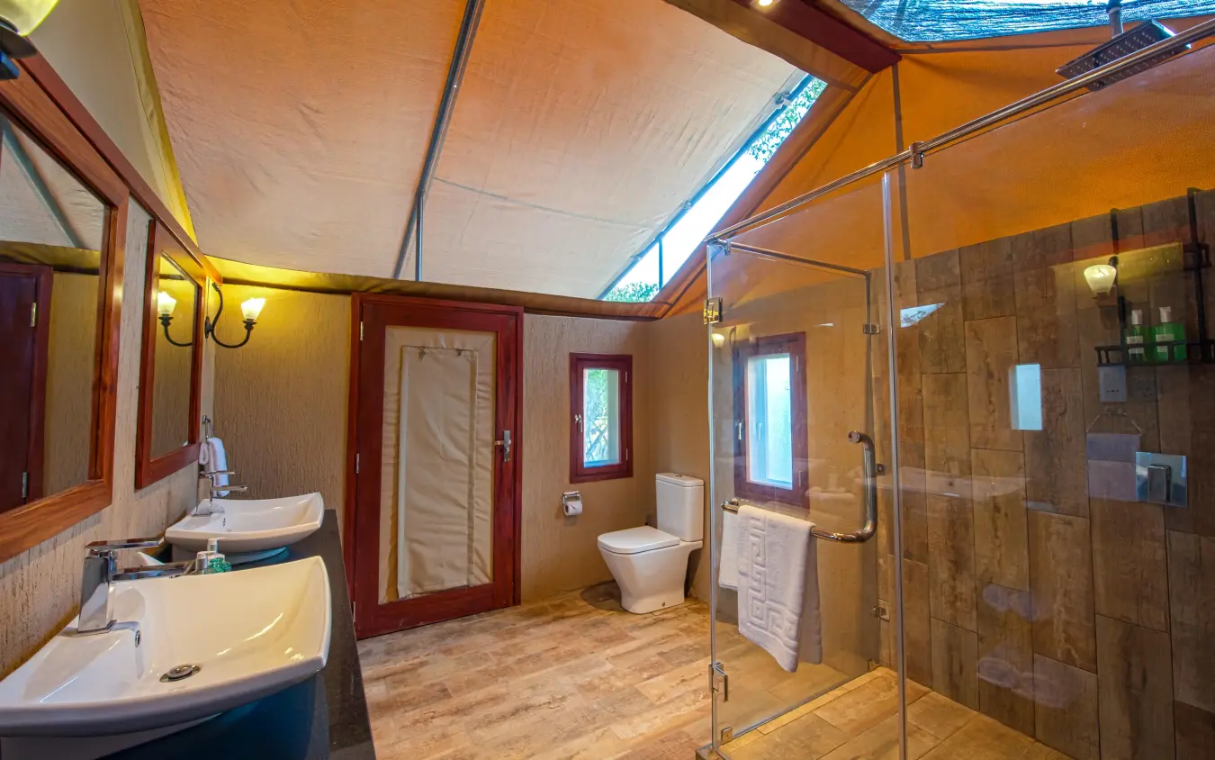 Spacious bathroom with walk-in shower and dual sinks, Nimali Tarangire, Tarangire National Park, Tanzania