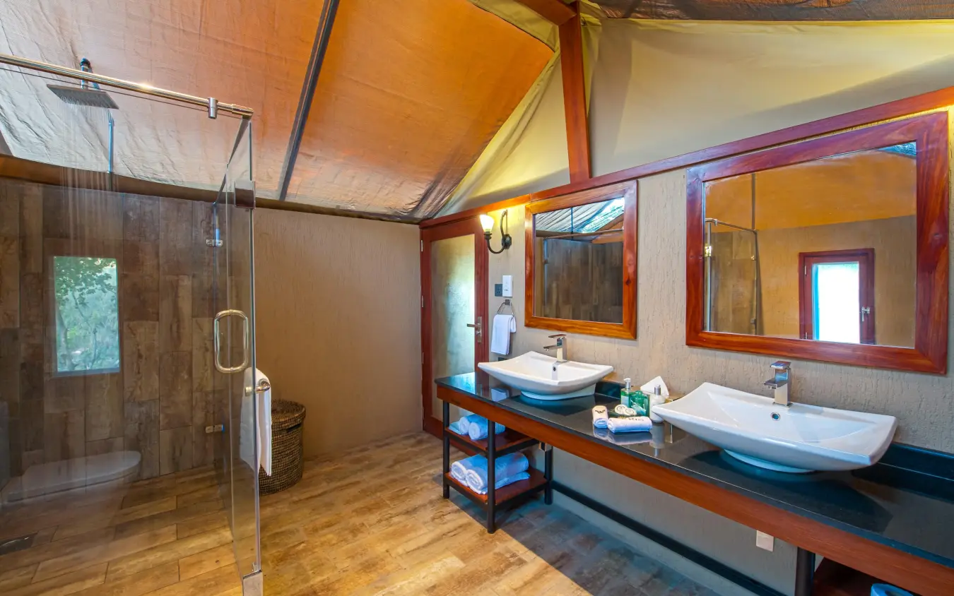Spacious bathroom with dual sinks and walk-in shower, Nimali Tarangire, Tarangire National Park, Tanzania