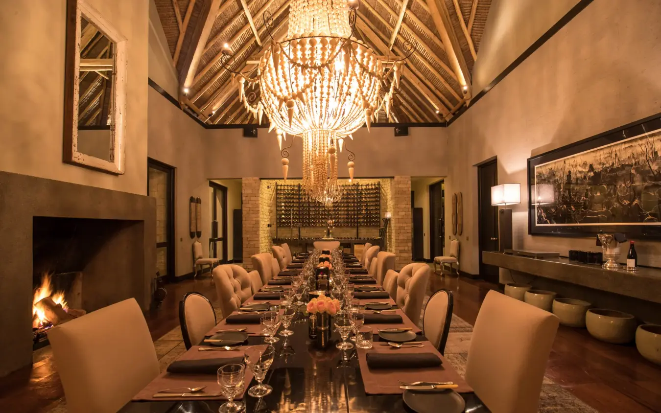 Long dining table set for formal dinner service, Sirai Beach, Kilifi, Kenya