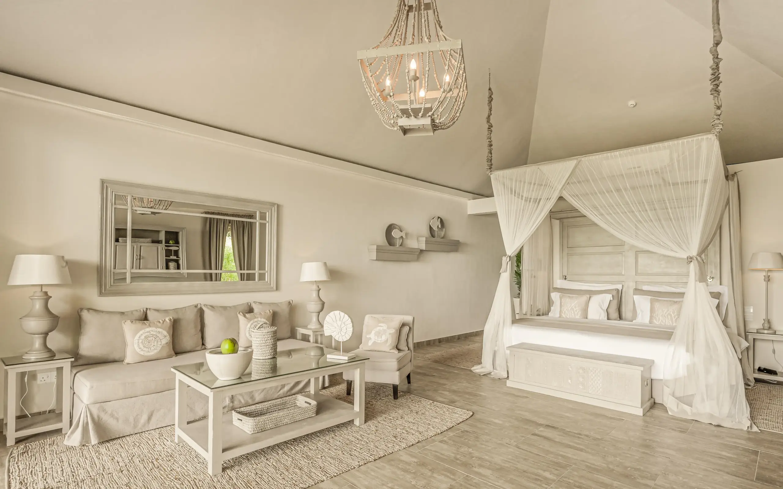 Spacious bedroom with canopy bed and seating area, Zawadi Hotel, Zanzibar & Pemba, Tanzania