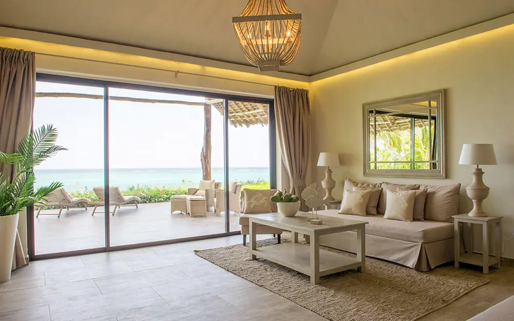 Beachfront suite with ocean views and coastal furnishings, Zawadi Hotel, Zanzibar & Pemba, Tanzania