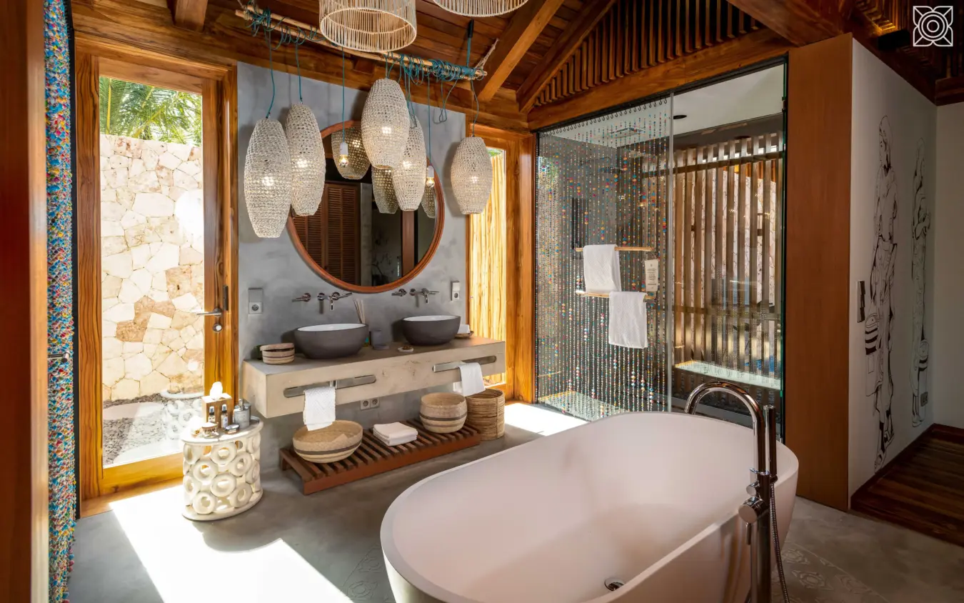 Luxury bathroom with freestanding tub and dual vanity sinks, Zuri Zanzibar, Zanzibar & Pemba, Tanzania